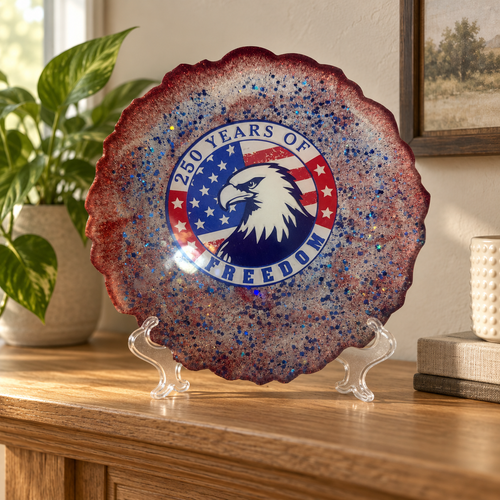 250 Years of Freedom: American Eagle Celebration - Decorative Plate displayed in a home setting — lifestyle mockup