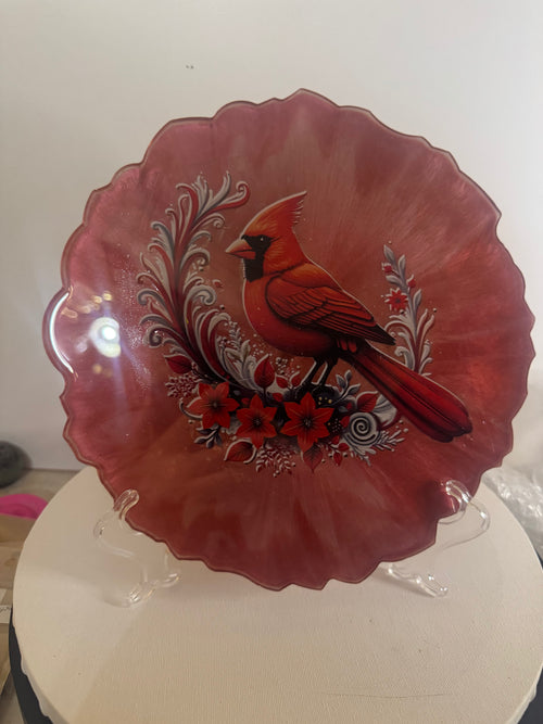 Crimson Cardinal Elegance - Decorative Plate
