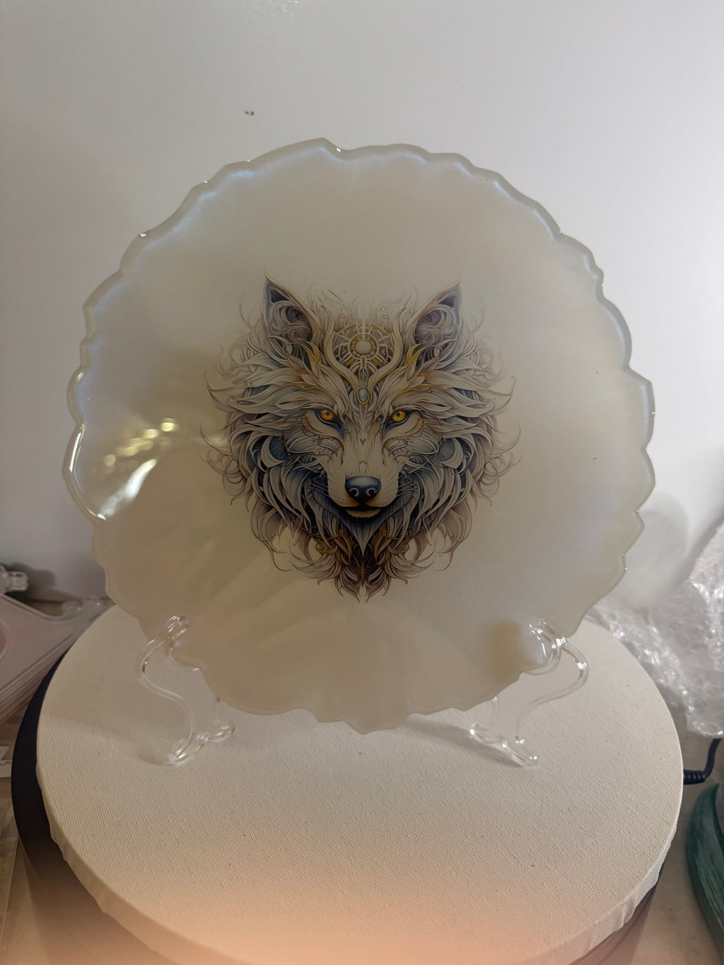 The Celestial Wolf Guardian - Decorative Plate